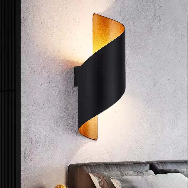 Modern Spiral LED Wall Light - TwistLight-Small-Black & Gold-The Livary