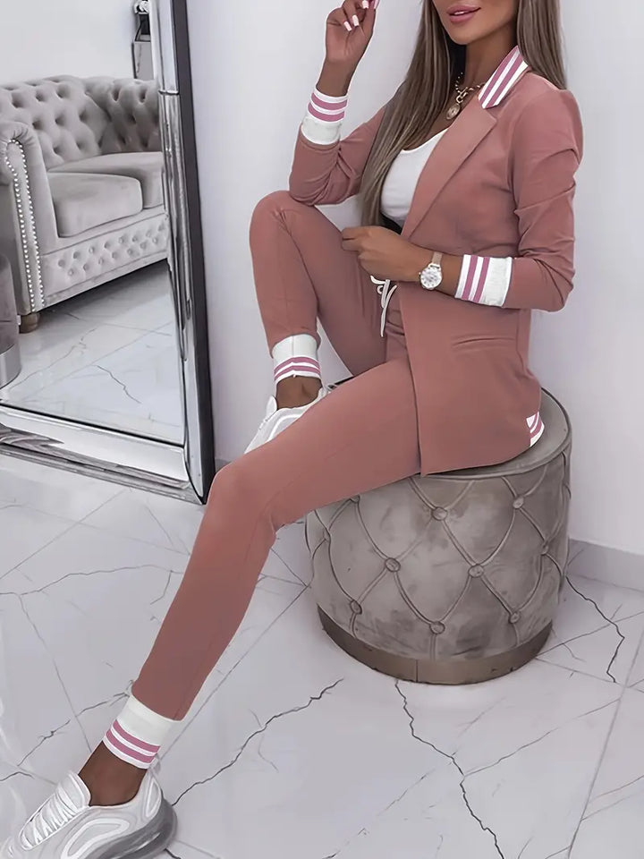 Casual Streetwear Striped Set - Sophie-Pink-M-The Livary