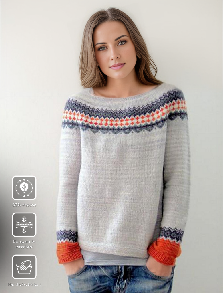 Scandinavian Trendy Sweater with Lively Pattern - NordicChic-S-The Livary