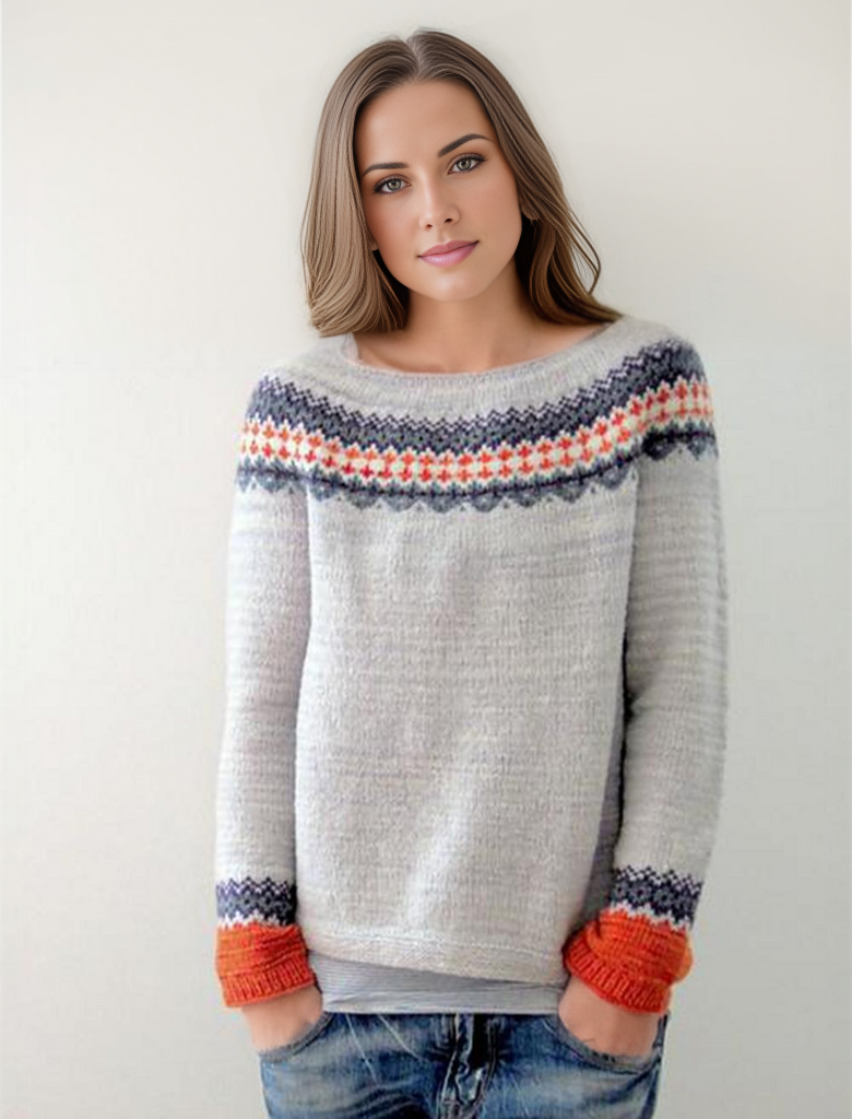 Scandinavian Trendy Sweater with Lively Pattern - NordicChic-S-The Livary