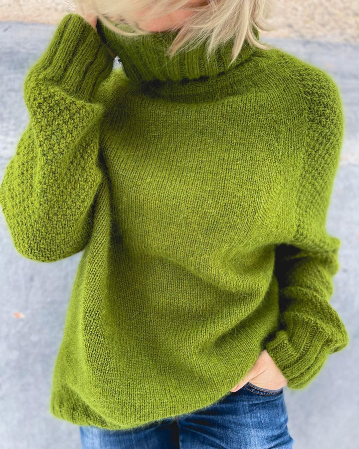 Bright Green, Oversized Knitted Turtleneck - HerbstGlanz-S (36/38)-The Livary