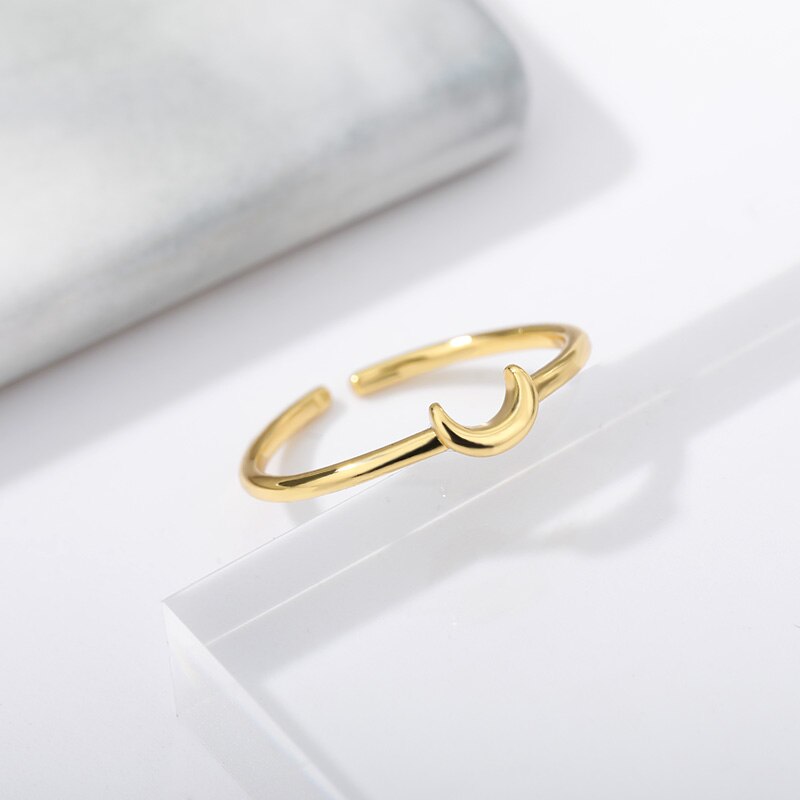 Minimalist Crescent Ring - Nova-Gold-The Livary