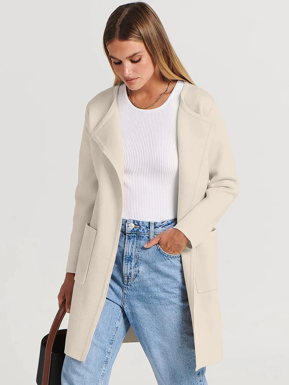 Stylish Ladies' Cardigan - Djamila-Brown-S (36)-The Livary