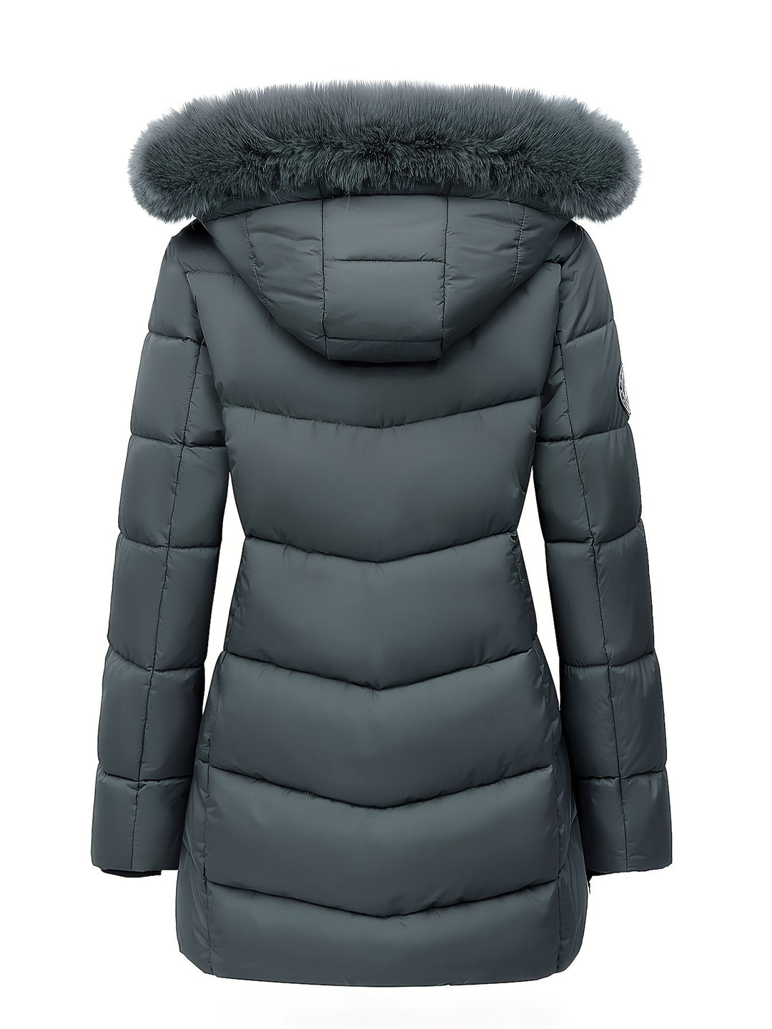 Warm Puffy Jacket with Stylish Details - Evelyne-Dark blue-S-The Livary