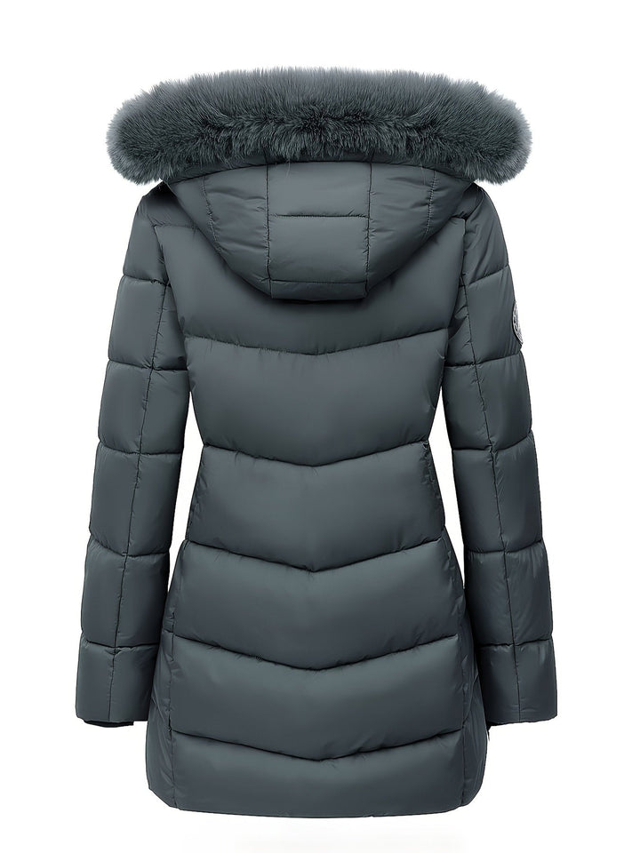 Warm Puffy Jacket with Stylish Details - Evelyne-Dark blue-S-The Livary
