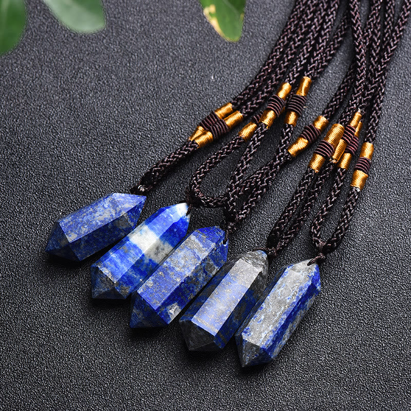 Natural Crystal Amethyst Healing Necklace - Lyra-Lapis Lazuli-The Livary