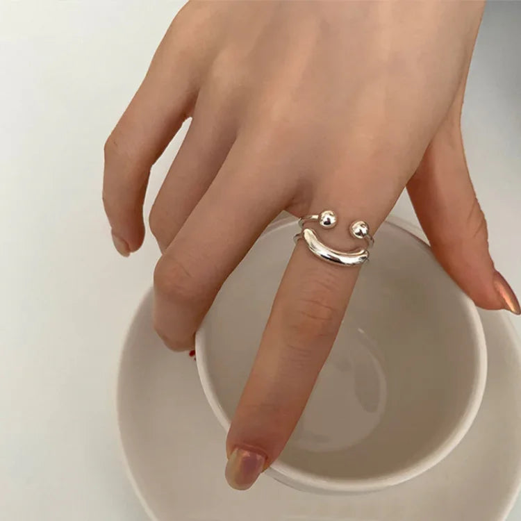 Smiley Adjustable Ring - Mila-Gold-The Livary