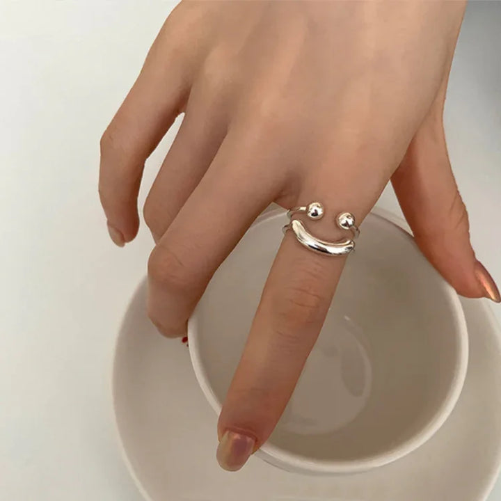 Smiley Adjustable Ring - Mila-Gold-The Livary