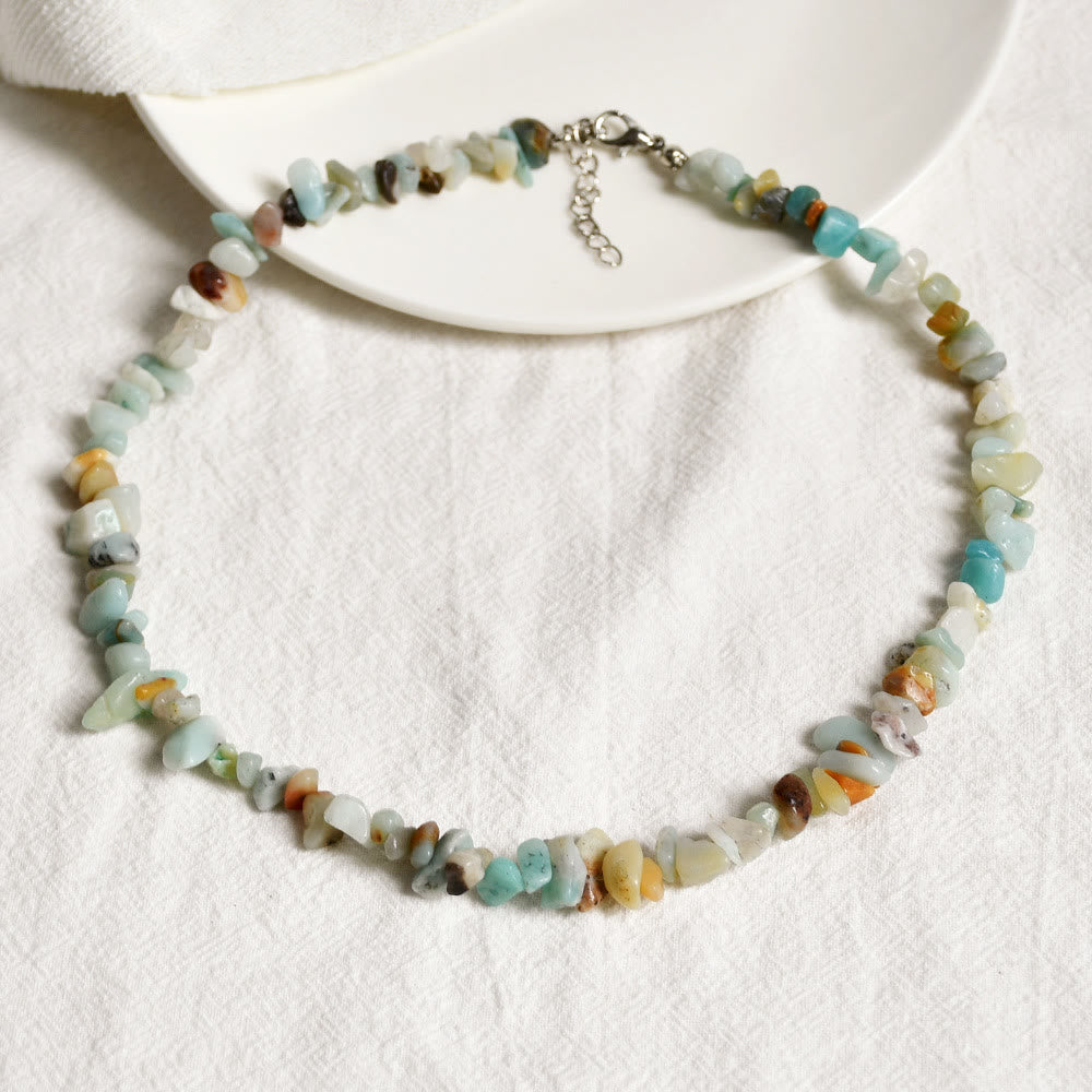 Stylishly Shaped Polished Crystal Necklace - Lina-Amazonite-The Livary
