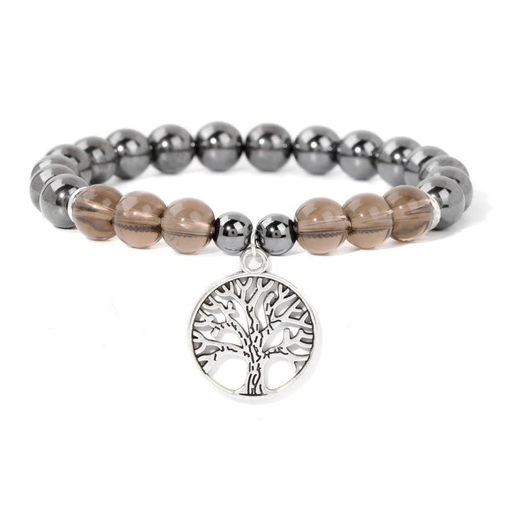 Natural Crystal Tree of Life Bracelet - Mila-Hematite and Smoky Quartz-The Livary