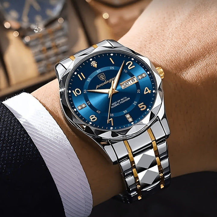 Multifunctional Waterproof Sports Watch for Men - Titan-Inter-golden Band With Blue Surface-The Livary