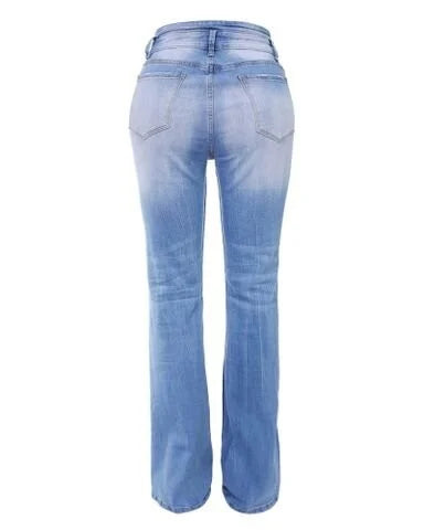 Trendy High-Waisted Denim Trousers - Mila-Blue-S-The Livary
