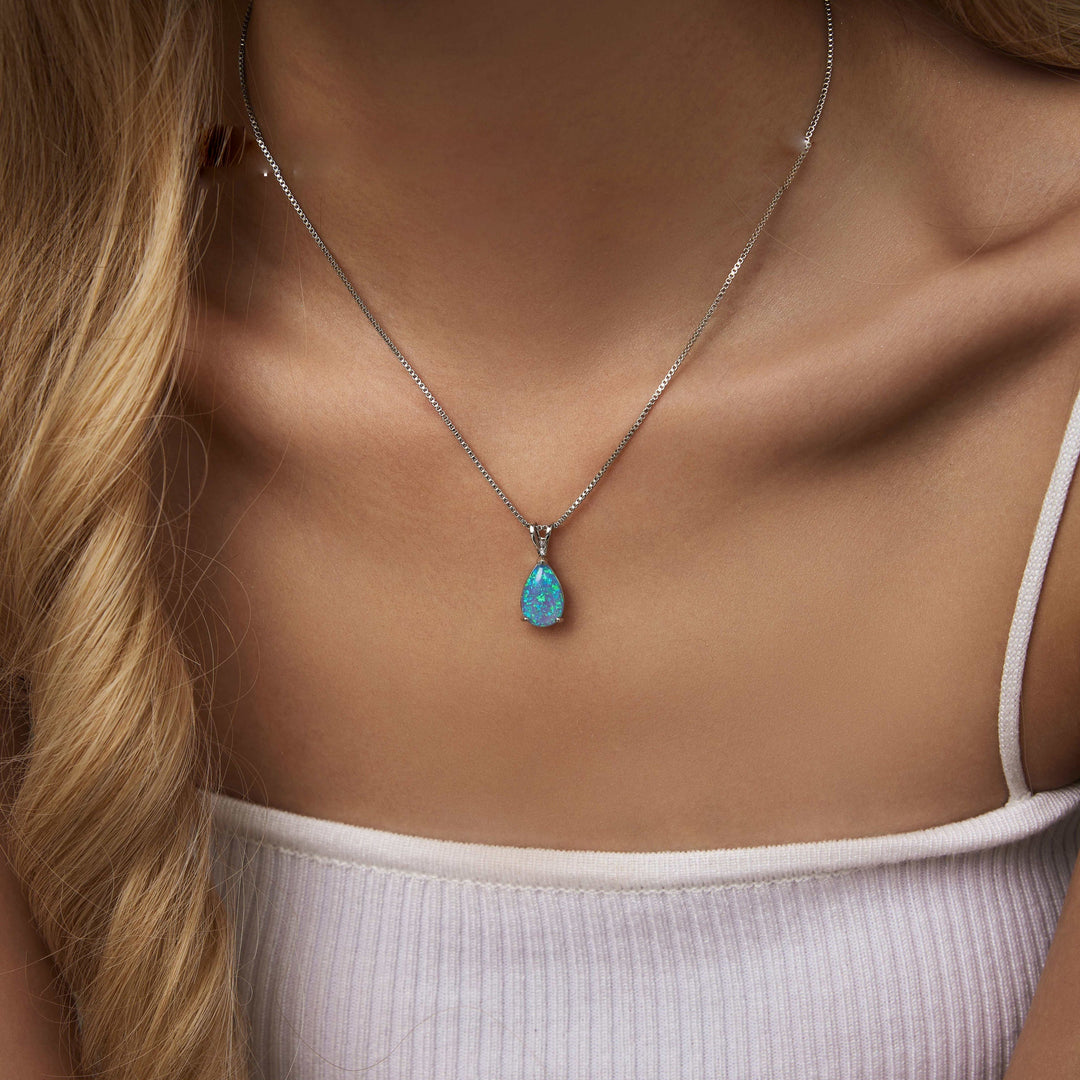 AA OUT OF STOCK Minimalist Drop Opal Pendant Necklace - Selina-White Opal-Rose gold-The Livary