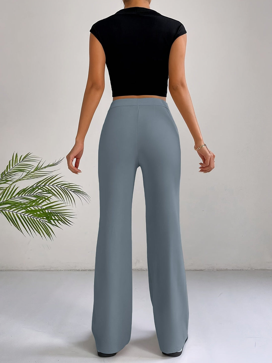Trendy High Waist Pleated Women's Trousers - Emilia