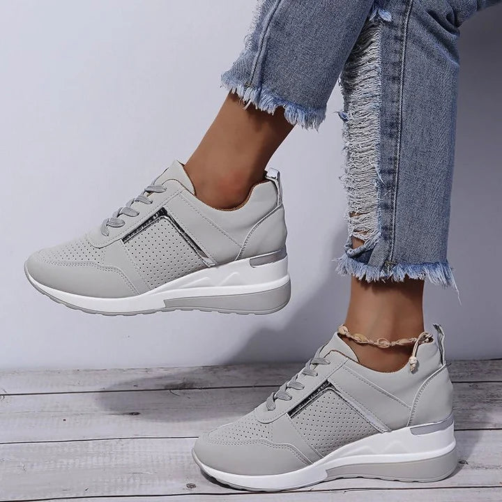Orthopaedic women's sneakers with cushioning & arch support – Valora-Grey-3-The Livary
