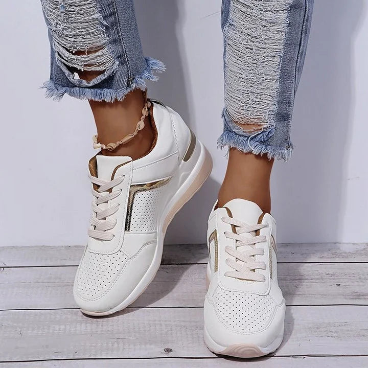 Orthopaedic women's sneakers with cushioning & arch support – Valora-White-3-The Livary