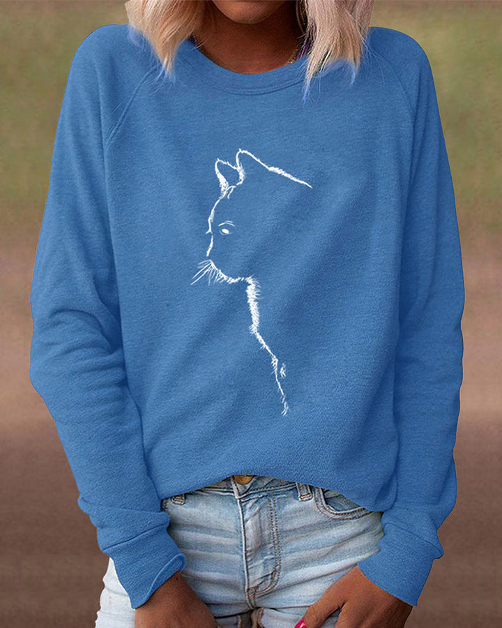 Sweatshirt with Cat Print - Paws-Black-S-The Livary
