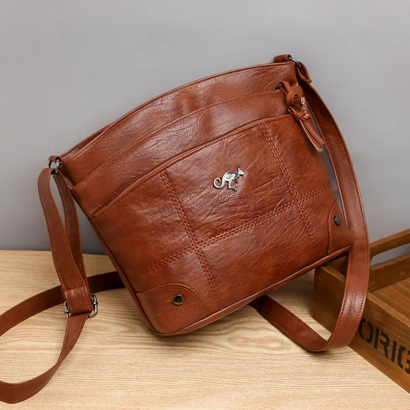 Stylish Leather Ladies Shoulder Bag - Sabrina-Brown-The Livary