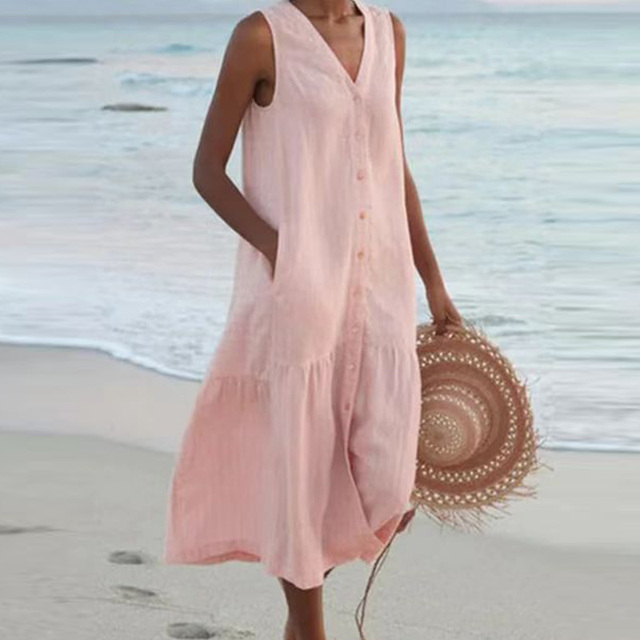 Casual Summer Dress - Liora-Pink-S-The Livary