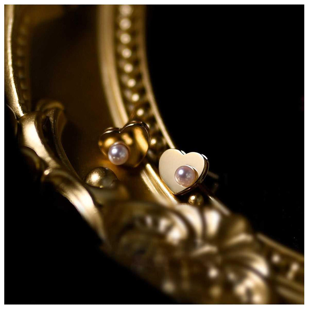 Heart Pearl Studs - Amelie-The Livary