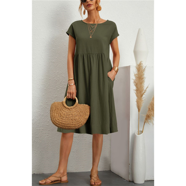 A-Line Jersey Midi Dress - Elise-Green-S-The Livary