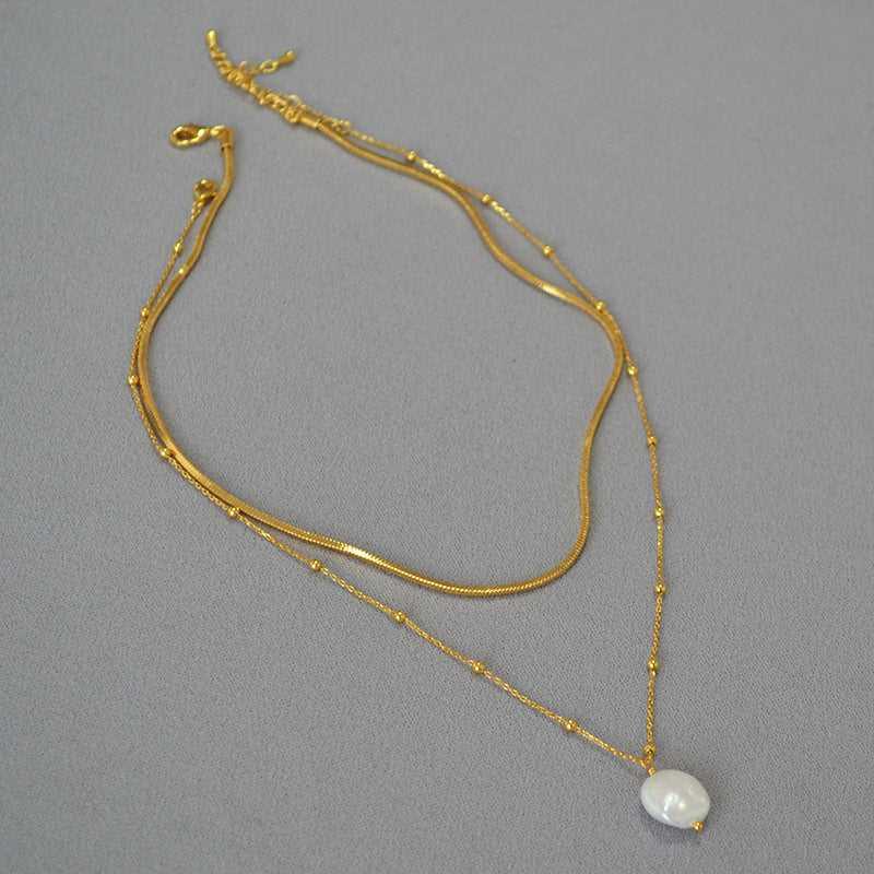 Stylish Baroque Pearl Necklace - Isaline-The Livary