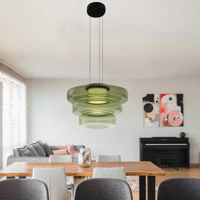 Modern Glass Pendant Light in Bauhaus Style - AuroraSphere-Amber-1 Level-D 9.84 x H 4.33 inches-The Livary