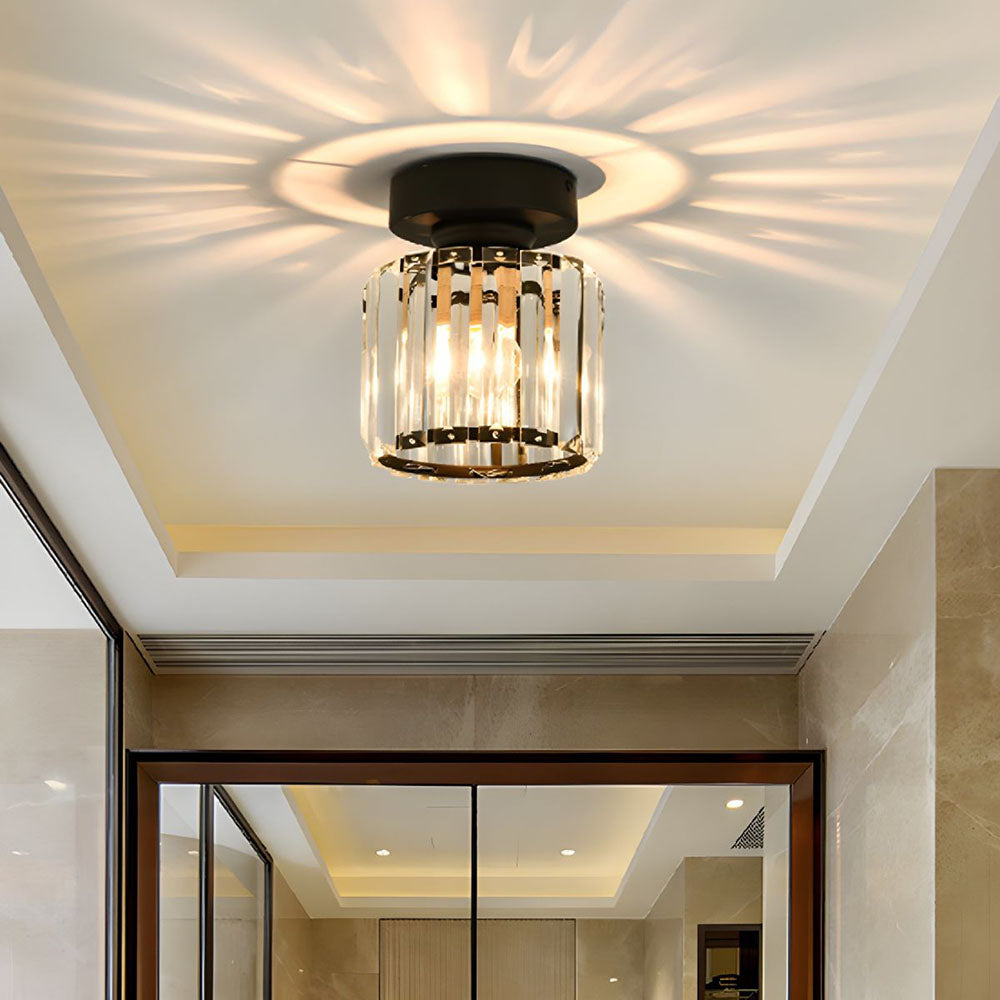 Modern Crystal Ceiling Light - CrystalGlow-Black-Square-The Livary