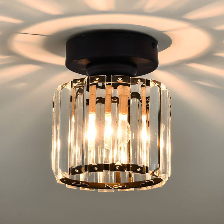Modern Crystal Ceiling Light - CrystalGlow-Black-Square-The Livary