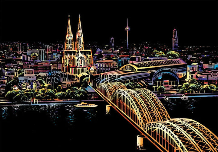 5D Scratch Art Plate – ColorPeek-Cologne Cathedral-The Livary