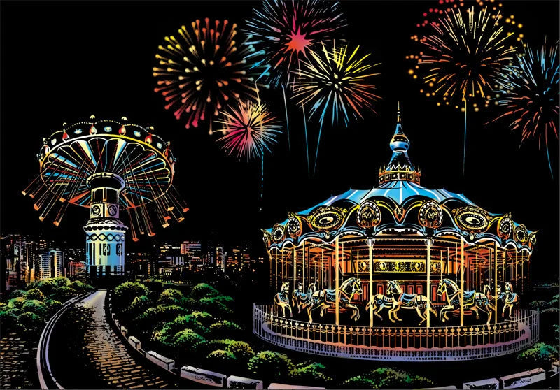 5D Scratch Art Plate – ColorPeek-Amusement park-The Livary
