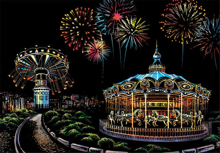 5D Scratch Art Plate – ColorPeek-Amusement park-The Livary
