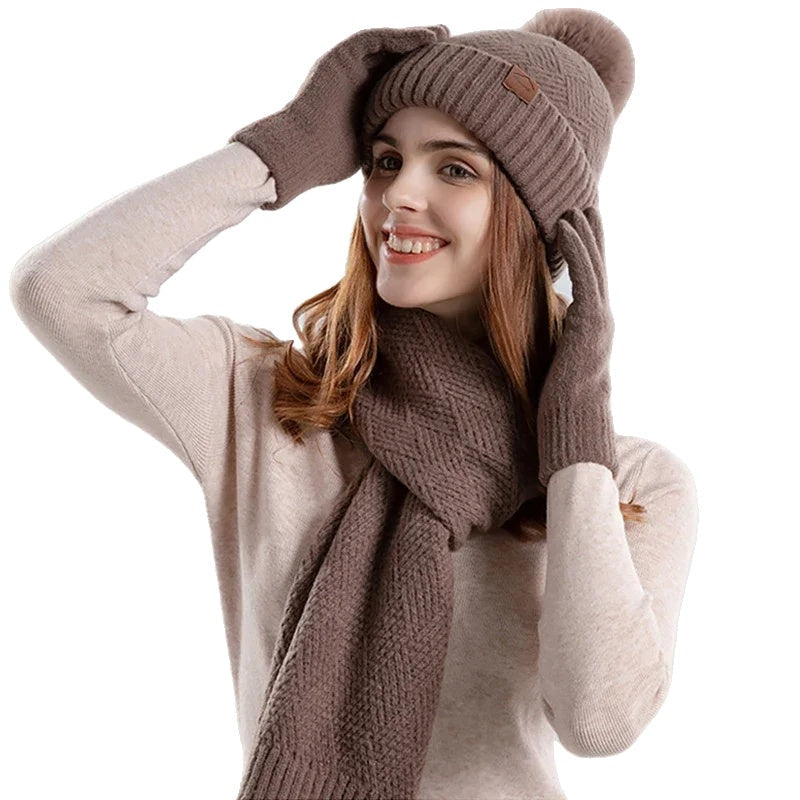 Trendy Ladies Winter Beanie Set - Lara-Blue-The Livary