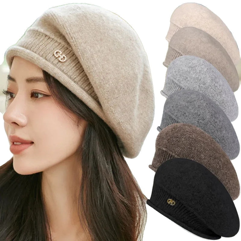 Casual Wool Ladies Beret - Diana-Light grey-The Livary