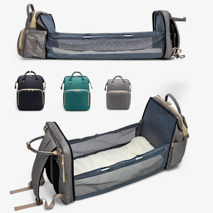 Multi-Functional Changing Bag with Pull-Out Baby Cot – Noëlle-Black-The Livary