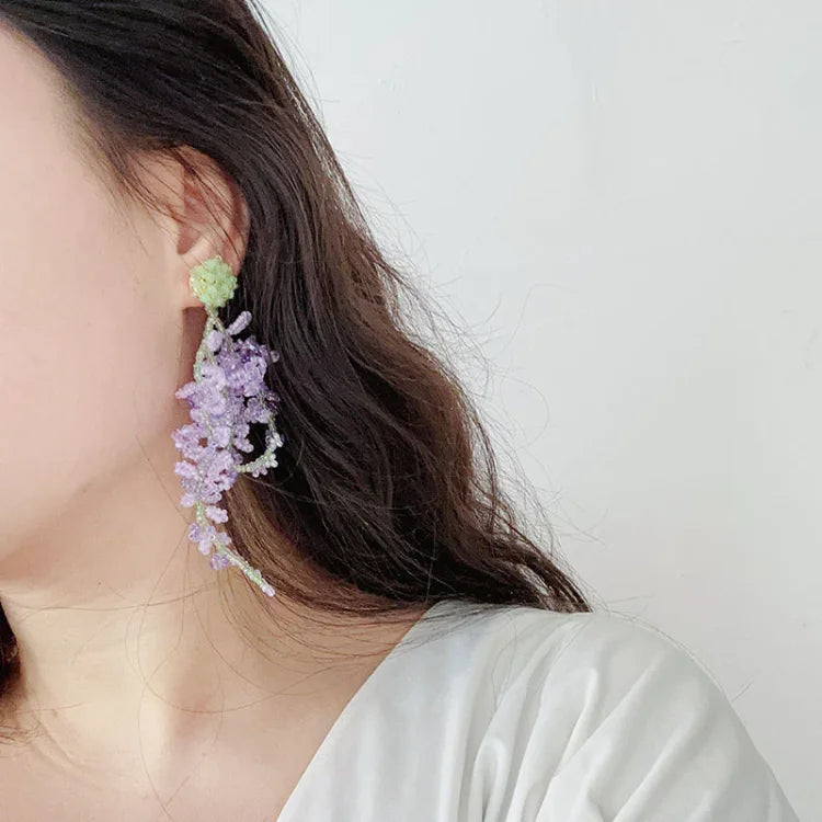 Wisteria Cluster Earrings with Forest Theme - Aurelia-The Livary