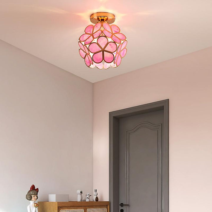 Glass Flower Ceiling Lamp - FloraGlow-Pink-D7.87*H9.84 inches-The Livary