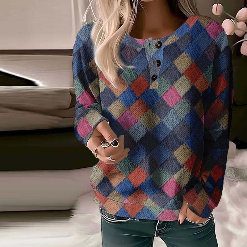Vintage Checked Ladies Sweater - Haruka-S-The Livary