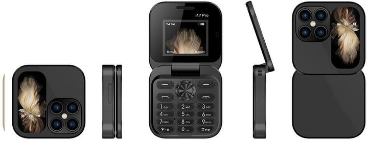 Foldable Mini Phone – FlipLite-Black-The Livary