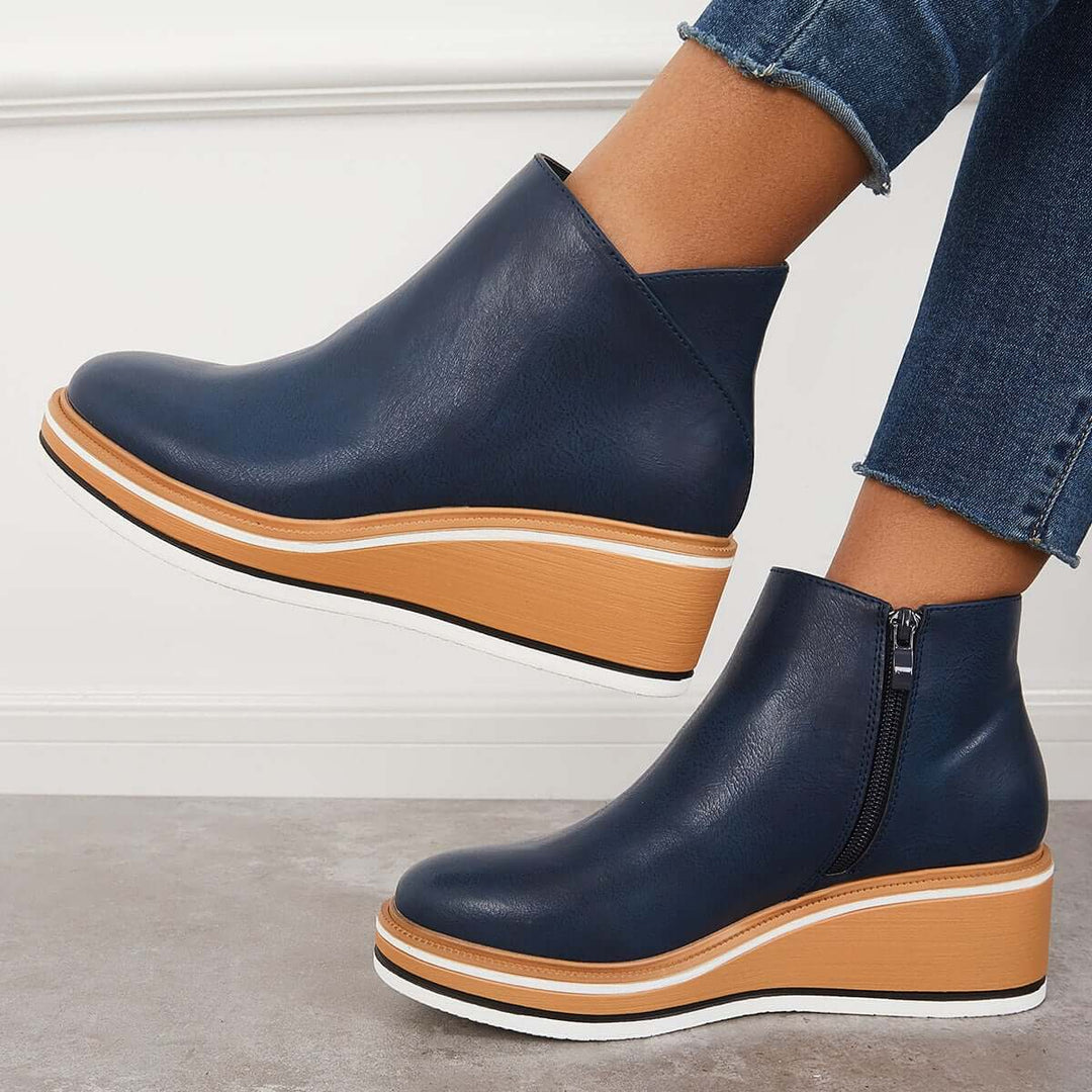 Trendy Ladies Ankle Boots with Zip and Platform - Alessia-Black-4.5-The Livary