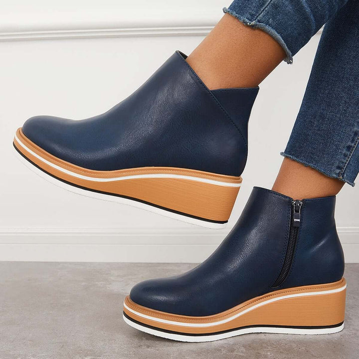 Trendy Ladies Ankle Boots with Zip and Platform - Alessia-Black-4.5-The Livary
