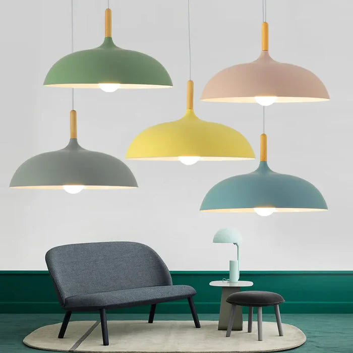 Ceiling lamp in Scandinavian Oak - ScandiLuxe-Black-Warm Wit-dia13.78 inches x h9.05 inches-The Livary