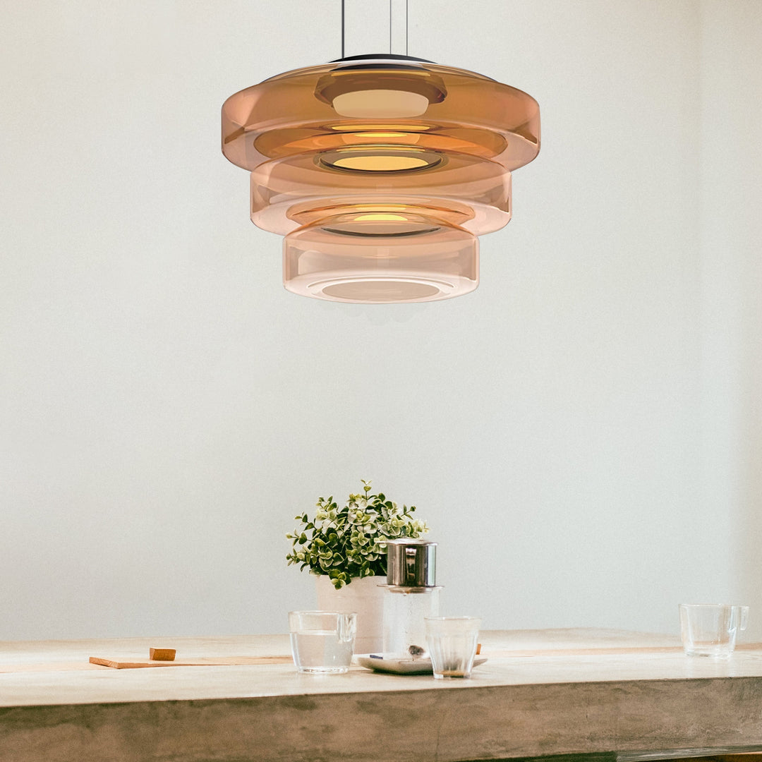 Modern Glass Pendant Light in Bauhaus Style - AuroraSphere-Amber-1 Level-D 9.84 x H 4.33 inches-The Livary