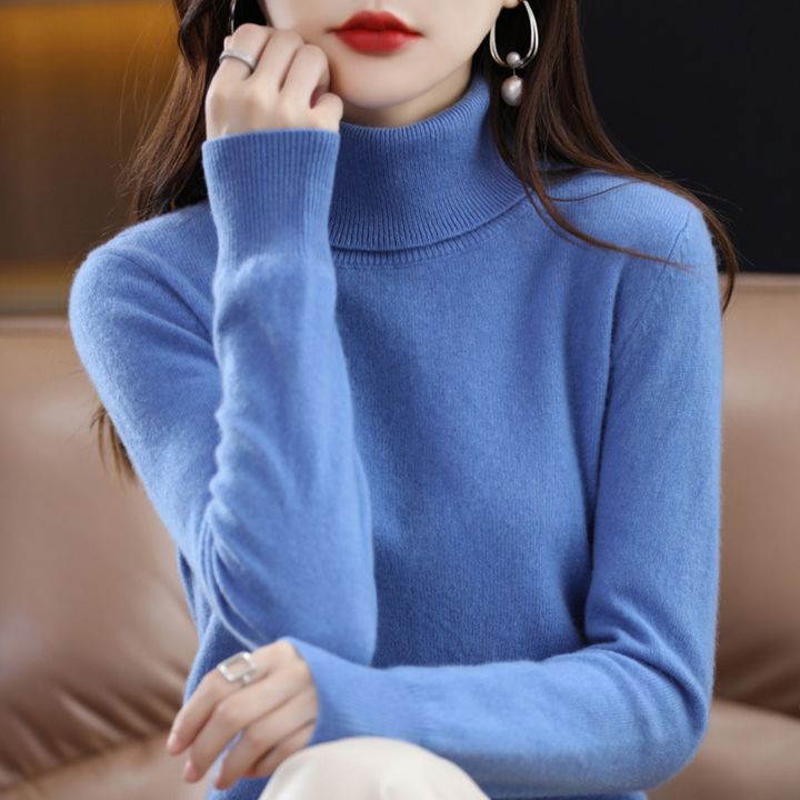 Luxury Cashmere Ladies Turtleneck - Elena-Blue-S-The Livary