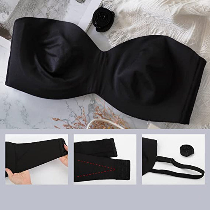 Seamless bandeau bra with removable straps – Camille-Black-30-B-The Livary