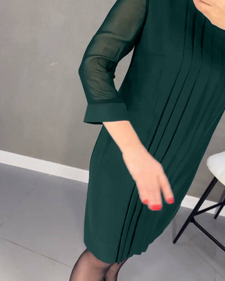 Elegant shift dress with mesh details – Gabrielle-Black-S-The Livary