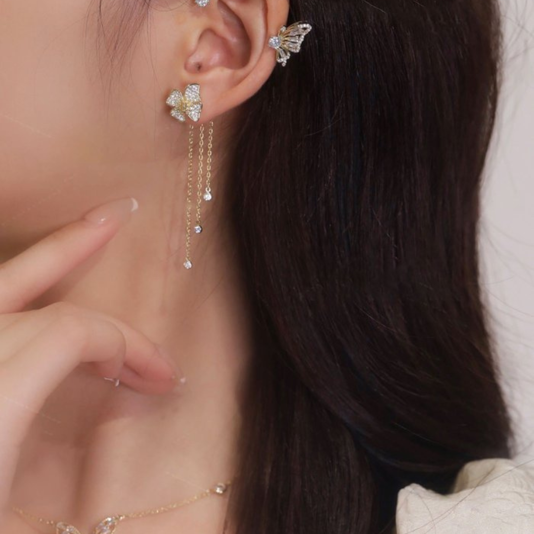 Unique Butterfly Earrings - Aurelia-Silver-Only links-The Livary
