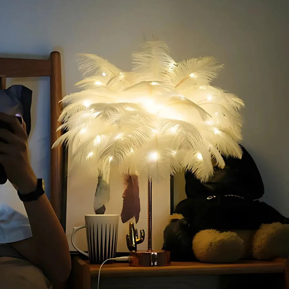 Atmospheric Veer Palm Tree Lamp - LumaPalm-White-Rose gold-The Livary
