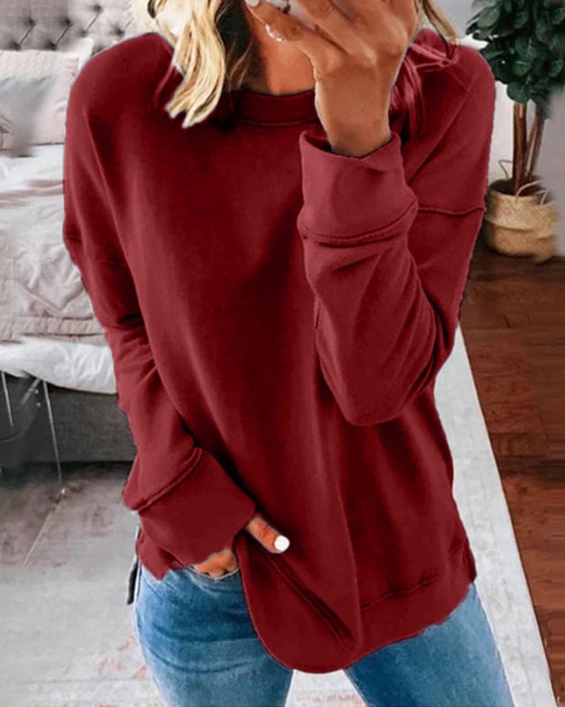 Plain Ladies Sweatshirt - Serena-Bordeaux-XS-The Livary