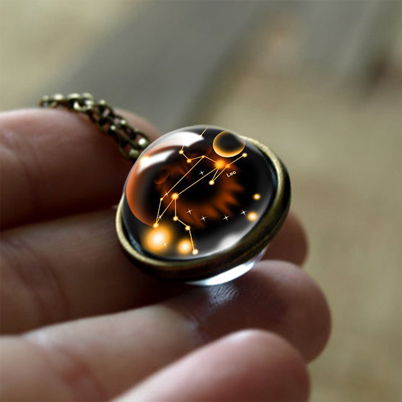 Glass 12 Zodiac Sign Protective Pendant - Sofia-Leo-The Livary